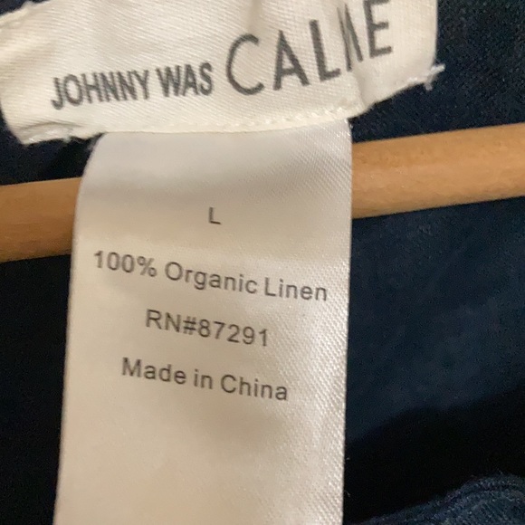 Johnny Was Dark blue slacks. 2 pits on side and 2 on back. 100% orgLinen - Picture 2 of 4